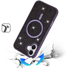 For iPhone 17 Case Magnetic Circle Full Bling Rhinestone Cover + Tempered Glass