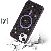 For iPhone 13/14 Case Magnetic Circle Full Bling Dazzle Cover + Tempered Glass