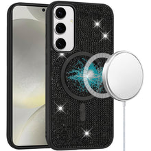 For Samsung S24/S25 Case Magnetic Circle Full Bling Dazzle + Tempered Glass