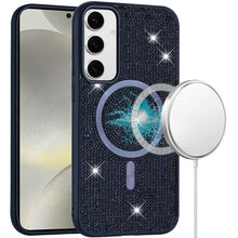 For Samsung S24/S25 Case Magnetic Circle Full Bling Dazzle + Tempered Glass