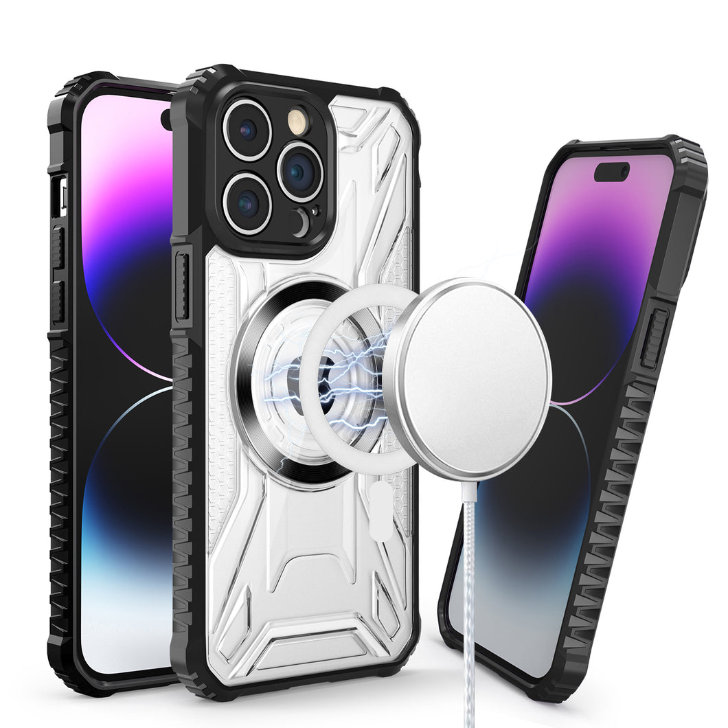 For iPhone 11 6.1 in. Case Magnetic Circle Shock Absorbent Cover +Tempered Glass