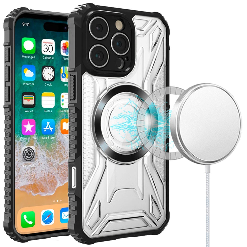 For iPhone 16 PRO MAX Case Magnetic Circle Shock Absorbent Cover +Tempered Glass