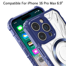 For iPhone 16 PRO MAX Case Magnetic Circle Shock Absorbent Cover +Tempered Glass