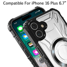 For iPhone 16 Plus 6.7in Case Magnetic Circle Shock Absorbent +Tempered Glass