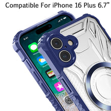 For iPhone 16 Plus 6.7in Case Magnetic Circle Shock Absorbent +Tempered Glass