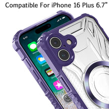 For iPhone 16 Plus 6.7in Case Magnetic Circle Shock Absorbent +Tempered Glass