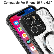 For iPhone 16 Pro 6.3in Case Magnetic Circle Shock Absorbent +Tempered Glass