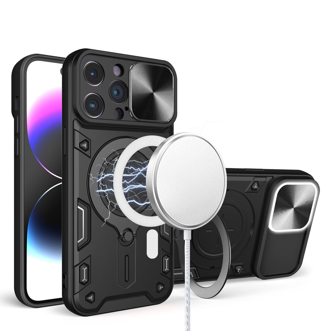 For iPhone 15 PLUS Case Magnetic Charging Ring Lens Protection +2 Tempered Glass