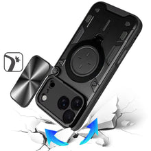 For iPhone 17 Pro Max Case Magnetic Circle Stand Sliding Cover + Tempered Glass