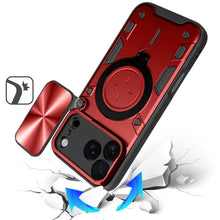 For iPhone 17 PRO Case Magnetic Circle Stand Sliding Lens Cover + Tempered Glass