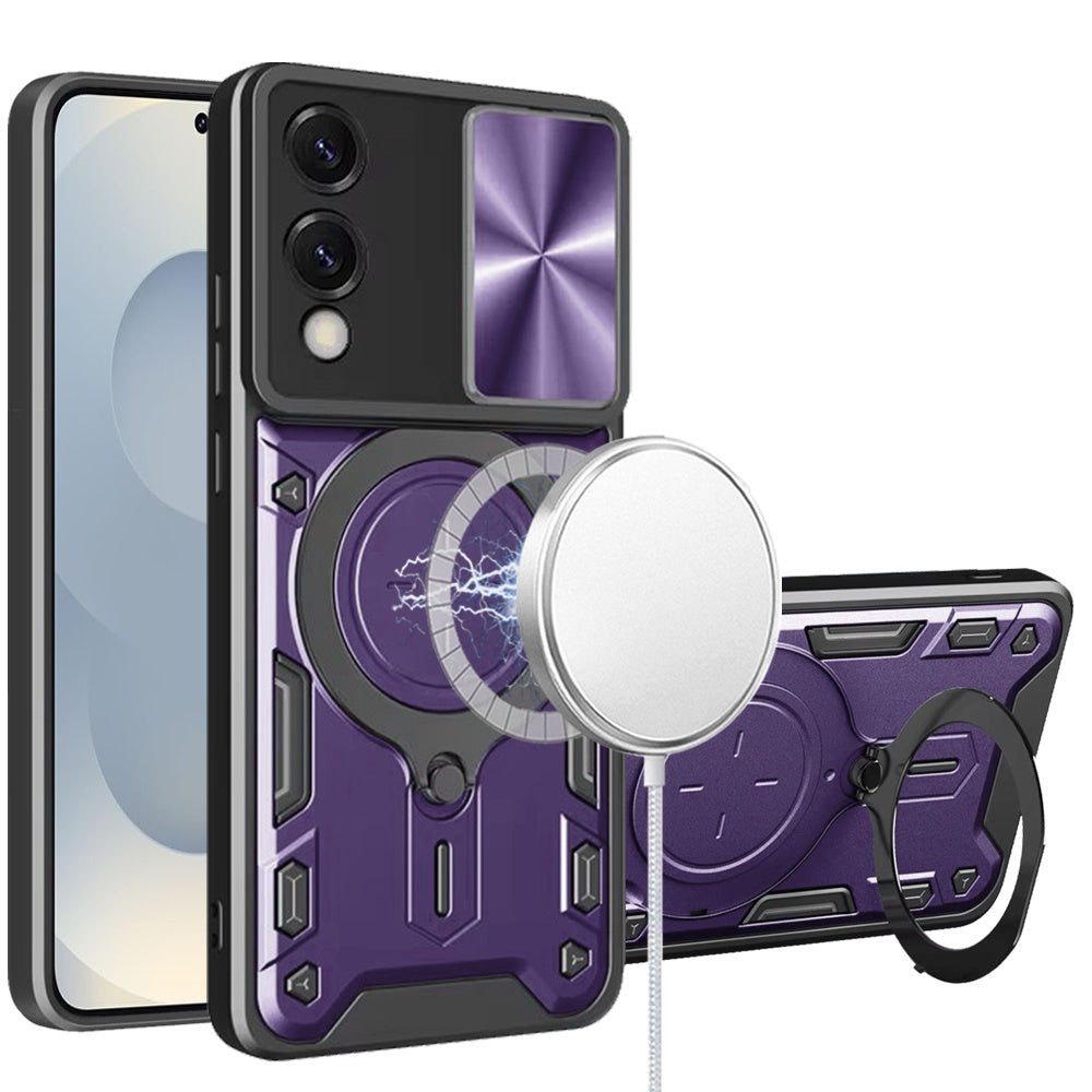 For Samsung S25 Edge Case Magnetic Ring Camera Lens Protection + Tempered Glass