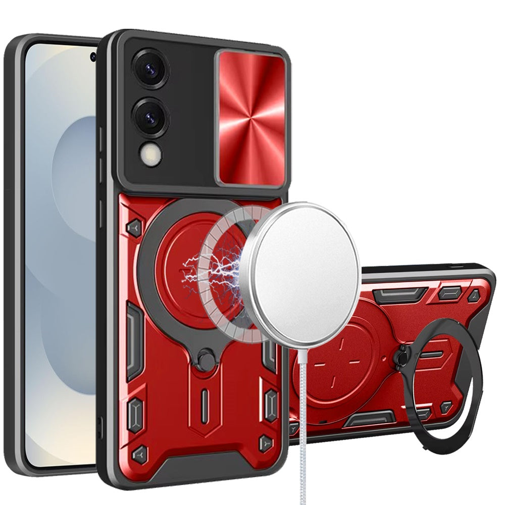 For Samsung S25 Edge Case Magnetic Ring Camera Lens Protection + Tempered Glass
