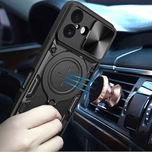 For iPhone 17 Case Magnetic Circle Stand Sliding Lens Cover + Tempered Glass