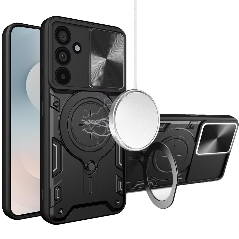 For Samsung S25 FE Case Magnetic Ring Camera Lens Protection + Tempered Glass