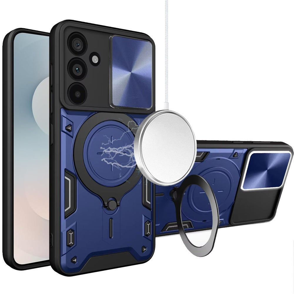 For Samsung S25 FE Case Magnetic Ring Camera Lens Protection + Tempered Glass