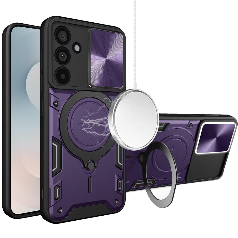 For Samsung S25 FE Case Magnetic Ring Camera Lens Protection + Tempered Glass