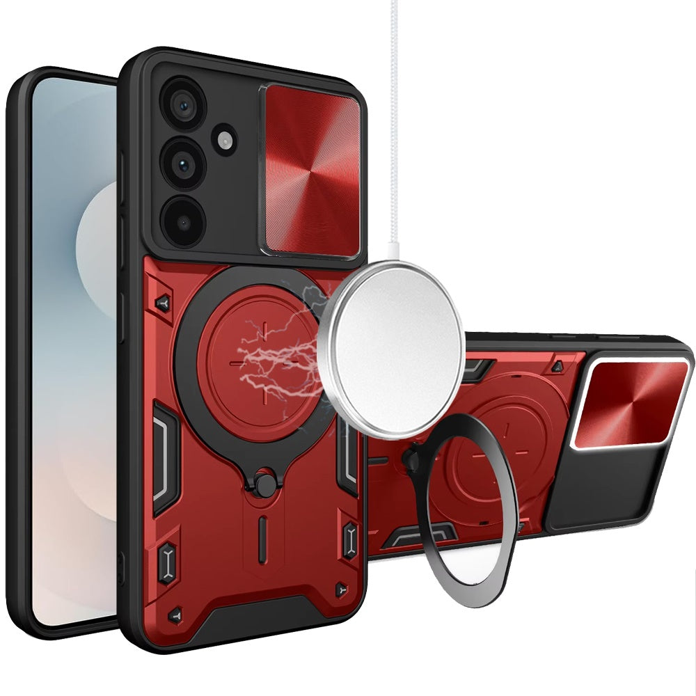 For Samsung S25 FE Case Magnetic Ring Camera Lens Protection + Tempered Glass
