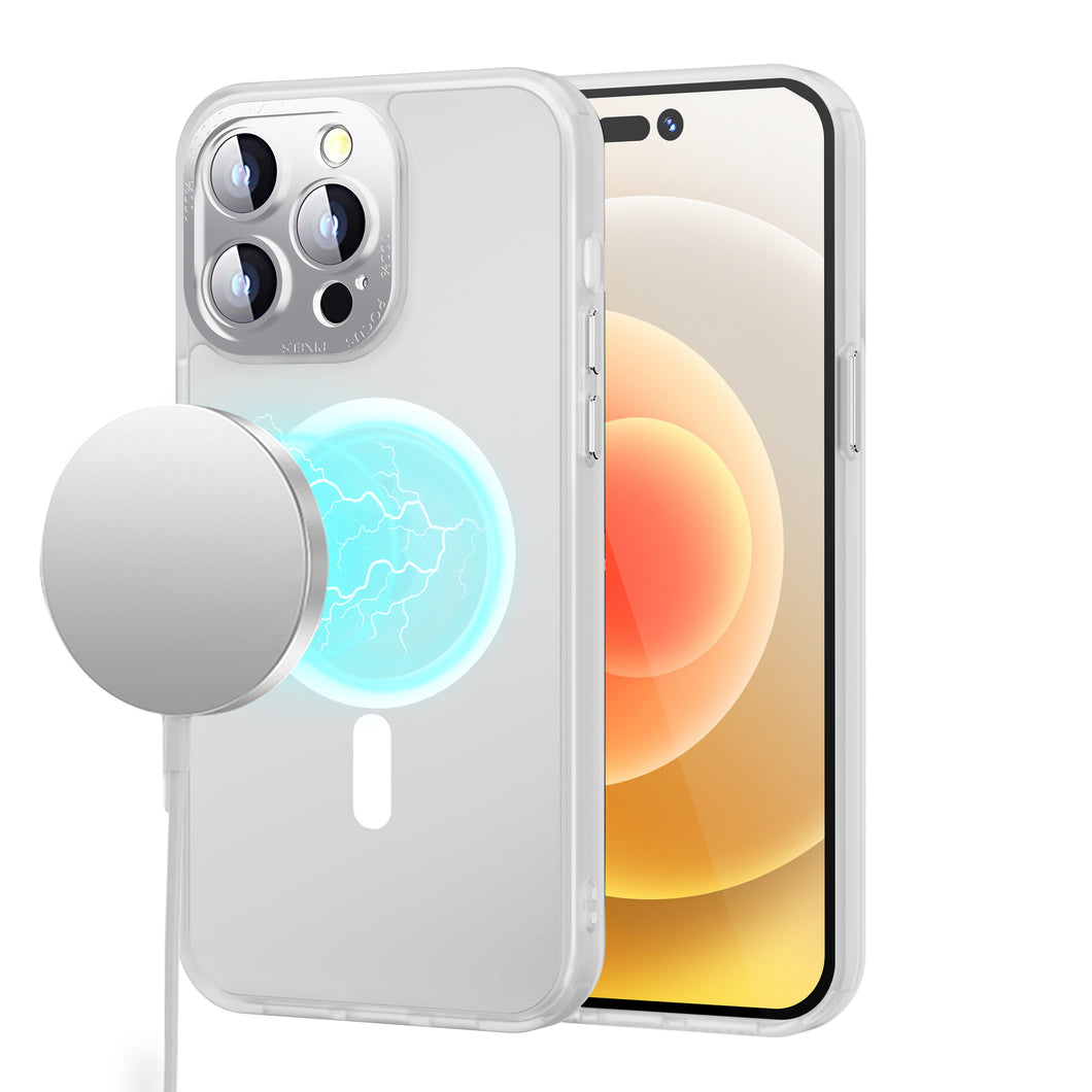 For iPhone 11 6.1 in. Case Magnetic Circle Glass Rear Lens Cover +Tempered Glass