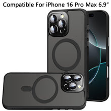 For iPhone 16 PRO MAX Case Magnetic Circle Metal Glass Lens + Tempered Glass