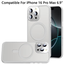 For iPhone 16 PRO MAX Case Magnetic Circle Metal Glass Lens + Tempered Glass