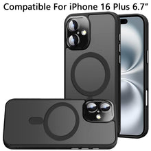 For iPhone 16 Plus 6.7in Case Magnetic Circle Metal Glass Lens + Tempered Glass