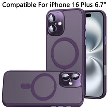 For iPhone 16 Plus 6.7in Case Magnetic Circle Metal Glass Lens + Tempered Glass