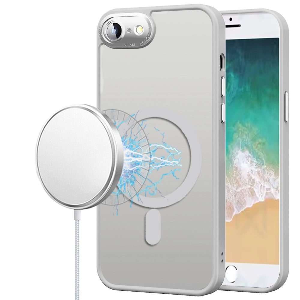 For iPhone 16e Case Magnetic Circle Metal w/ Glass Camera Lens + Tempered Glass