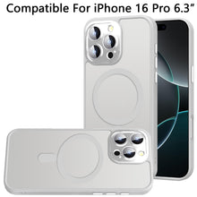 For iPhone 16 Pro 6.3in Case Magnetic Circle Metal Glass Lens + Tempered Glass