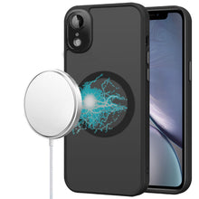 For iPhone XR Case Magnetic Circle with Glass Rear Lens Cover + Tempered Glass