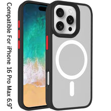 For iPhone 16 PRO MAX Case Magnetic Circle Colorful Buttons + Tempered Glass