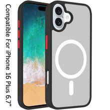 For iPhone 16 Plus 6.7in Case Magnetic Circle Colorful Buttons + Tempered Glass