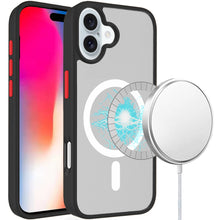 For iPhone 16 6.1inch Case Magnetic Circle Colorful Buttons + Tempered Glass