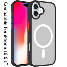 For iPhone 16 6.1inch Case Magnetic Circle Colorful Buttons + Tempered Glass