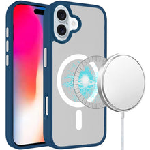 For iPhone 16 6.1inch Case Magnetic Circle Colorful Buttons + Tempered Glass