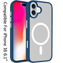 For iPhone 16 6.1inch Case Magnetic Circle Colorful Buttons + Tempered Glass