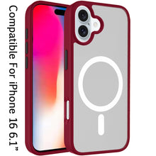 For iPhone 16 6.1inch Case Magnetic Circle Colorful Buttons + Tempered Glass