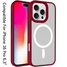 For iPhone 16 Pro 6.3in Case Magnetic Circle Colorful Buttons + Tempered Glass