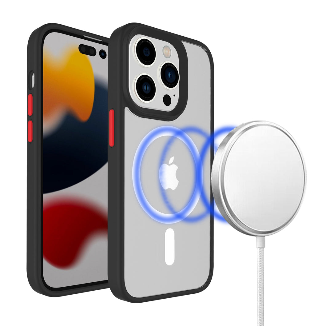 For iPhone 12 Pro Max Case Magnetic Circle Colorful Buttons + Tempered Glass