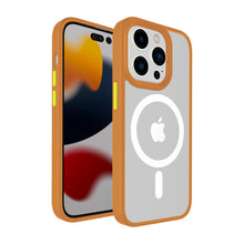For iPhone 13/14 Case Magnetic Circle Color Buttons Rugged Cover +Tempered Glass
