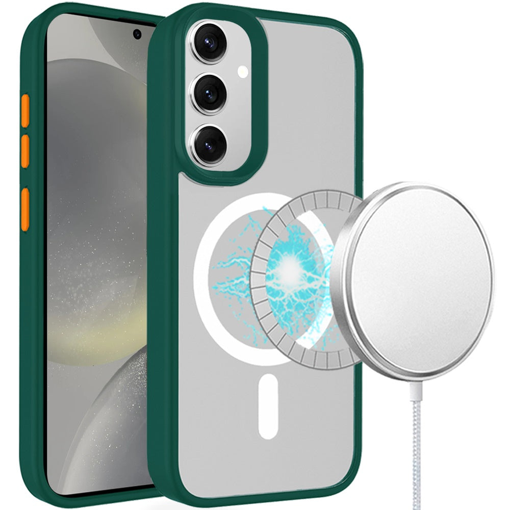 For Samsung Galaxy S24 Ultra Case Magnetic Charging Color Buttons Rugged Cover