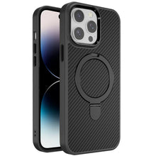 For iPhone 14 PRO MAX 6.7 in. Case Carbon Fiber Print Magnetic Circle Ring Stand