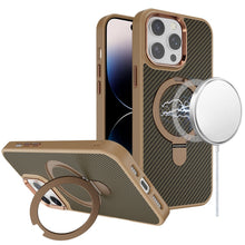 For iPhone 14 PRO MAX 6.7 in. Case Carbon Fiber Print Magnetic Circle Ring Stand