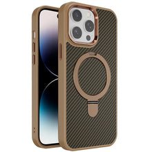 For iPhone 14 PRO MAX 6.7 in. Case Carbon Fiber Print Magnetic Circle Ring Stand