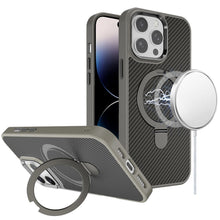 For iPhone 14 PRO MAX 6.7 in. Case Carbon Fiber Print Magnetic Circle Ring Stand