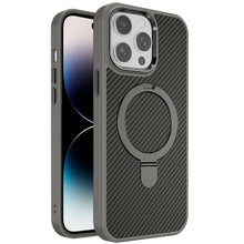 For iPhone 14 PRO MAX 6.7 in. Case Carbon Fiber Print Magnetic Circle Ring Stand