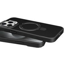 For iPhone 15 Pro Max Case Carbon Fiber Print RingStand Circle +2 Tempered Glass