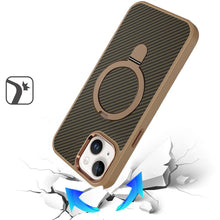 For iPhone 15 Case Carbon Fiber Print Ring Stand Circle Cover + 2 Tempered Glass