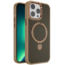 For iPhone 13 Pro Max 6.7 inch Case Carbon Fiber Print Magnetic RingStand Circle