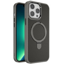 For iPhone 13 Pro Max 6.7 inch Case Carbon Fiber Print Magnetic RingStand Circle