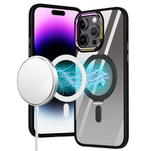 For iPhone 15 Case Magnetic Circle doubles as stand Chrome + 2 Tempered Glass